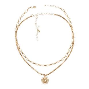 INCH EDITION大富翁女王硬币项链双层复古星座圆牌吊坠新款锁骨链