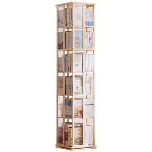 旋转书架落地置物架书柜子家用储物柜儿童客厅简易展示架立架实木