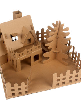 幼儿园儿童手工DIY纸盒小屋