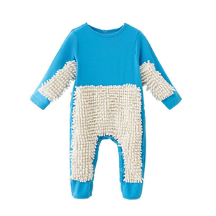 爬行服拖地装爬行服男宝女宝纯棉婴儿连体衣春夏防脏拖把服罩衣