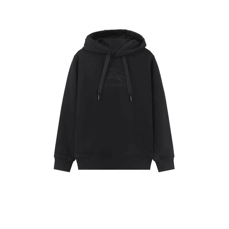 【自营】BURBERRY/博柏利男款棉质刺绣黑色连帽长袖卫衣 80727411