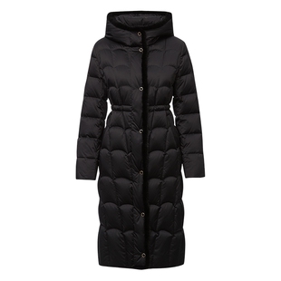【长白山鹅绒】Koradior珂莱蒂尔冬气质收腰长款连帽绗缝羽绒服女