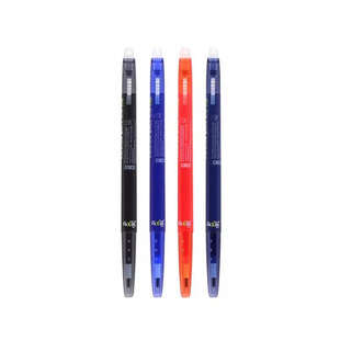 日本进口百乐可擦笔0.38纤细黑色可擦中性笔按动式女小学生可爱热可擦水性笔笔芯蓝黑色frixion3-5年级小学生