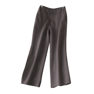 通勤百搭摩卡色双面尼直筒裤毛呢春春新品加厚羊毛休闲裤女