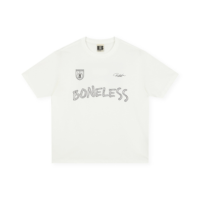 BONELESS手绘涂鸦网格B立体印花宽松短袖运动凉感休闲t恤男