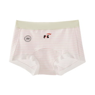春夏无痕内裤少女心多巴鞍宽边裸感包臀A类抗菌加长纯棉裆三角裤