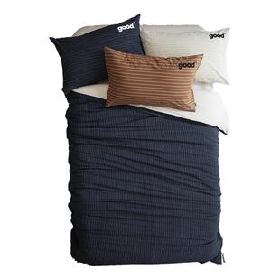 【轧戏男主同款】gohm全棉四件套{黑色晚安}简约条纹色织水洗棉