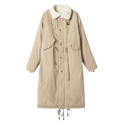 加厚加绒羊羔毛外套女2025冬季棉服中长款韩版宽松棉新款棉服女