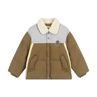 马拉丁儿童羽绒服25冬新款男小童毛毛翻领短款三防羽绒服