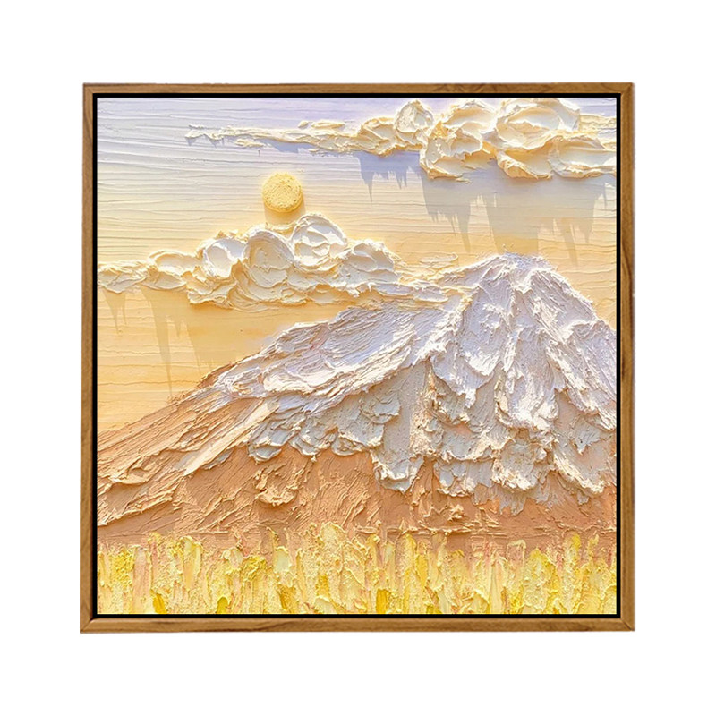 秋天奶油风风景肌理画DIY猫咪