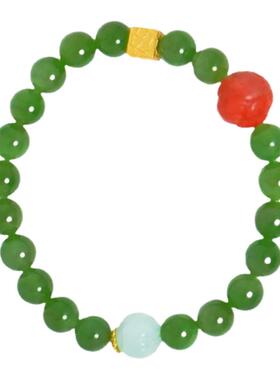 东方设计珠宝中式和田玉碧玉手串