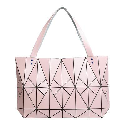 CCZ跨境拼接新款网红时尚拼接几何菱格手提包质感大容量单肩托特