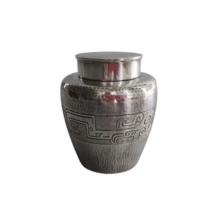 纯银时代 饕餮纹茶叶罐足银999纯手工复古精致便携小银罐茶入150g