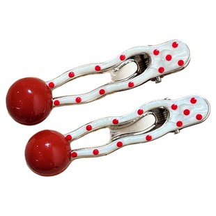 韩系红色波点鸭嘴夹发夹女2026新款高端侧边刘海夹边夹发卡发饰潮