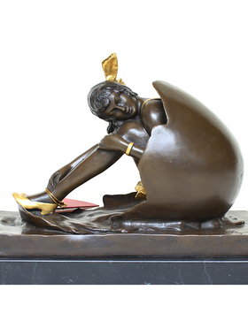 创意铜艺破壳新生芭蕾舞女孩摆件