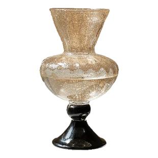 轻奢法式洒金高脚琉璃花瓶中古小众高级插花水养花瓶居家装饰装饰