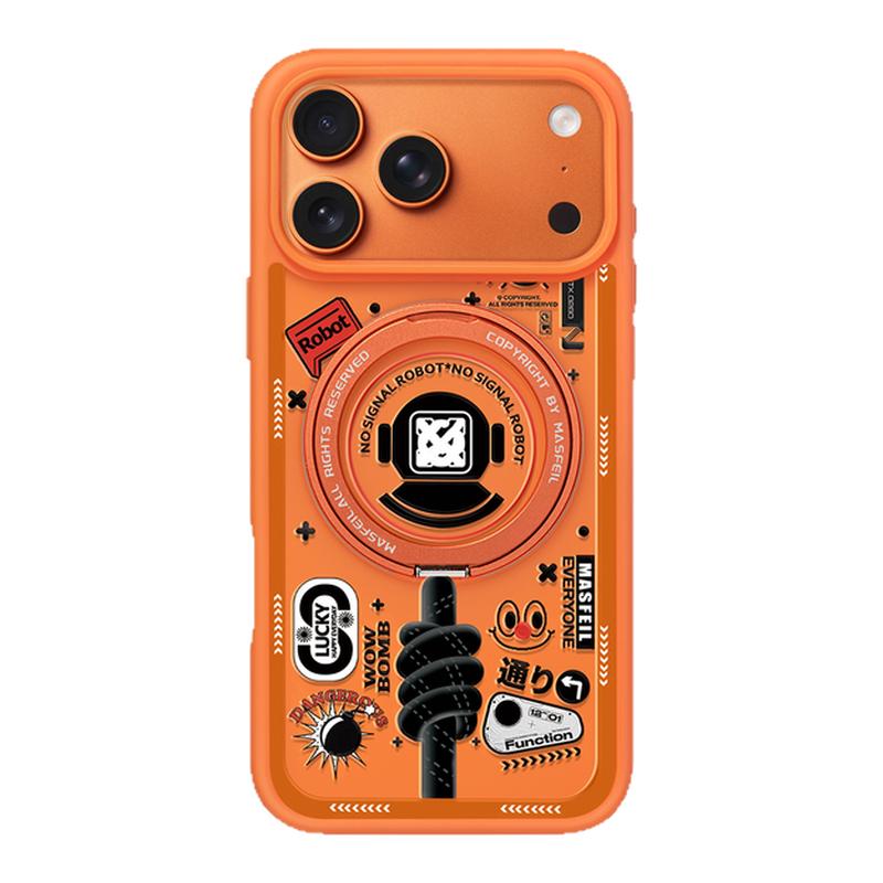 MASFEIL × 潮牌机器适用苹果17promax手机壳iPhone17pro新款带支架ip17全包Fo5磁吸支点创意男高级感保护套