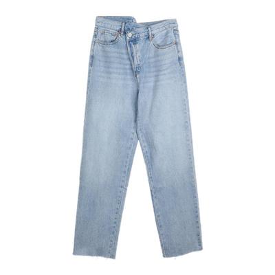 CHU楚妞[浅风]直筒毛边牛仔裤2025新款女秋季简约休闲风浅色裤子