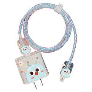 适用20W苹果充电器保护套iphone17air手机数据线保护扣防折断防猫咬16promax充电器保护硅胶壳15/14女生可爱