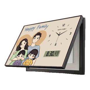 全家福万年历电表箱装饰画带钟表免打孔配电遮挡箱现代电子钟挂画
