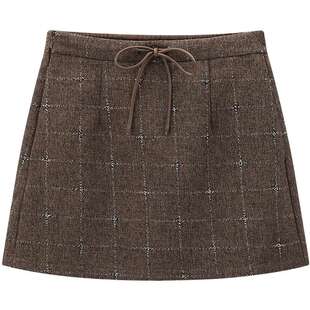 【商场同款】乐町亮丝小A短裙春季新款抽绳小香风半身裙C1GEG1140