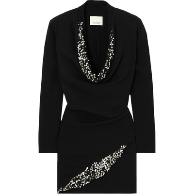 【38开门红】Isabel Marant 女亮片绉纱长袖礼服连衣裙小黑裙