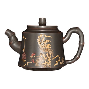 复古风坭兴陶竹节茶壶手工制作大容量泡茶壶功夫精品茶具送礼套装