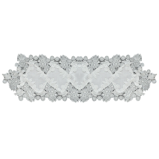 唯米9917简约白色麻棉蕾丝长条形桌旗茶几布百搭电视柜防尘遮盖巾