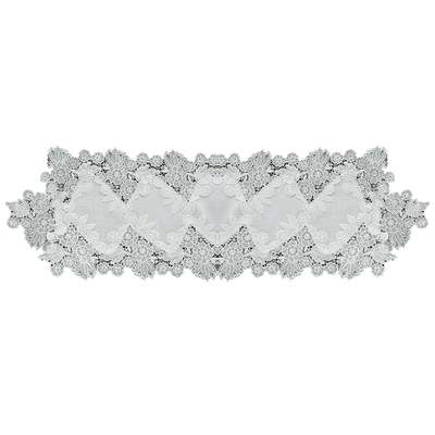 唯米9917百搭白色麻蕾丝长条桌旗