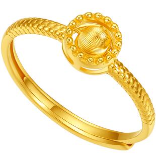 TSL谢瑞麟黄金戒指5G工艺猫眼石足金活口戒指XK626