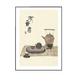 新中式茶室客厅装饰画餐厅酒店墙面壁画民宿过道走廊书房禅意挂画