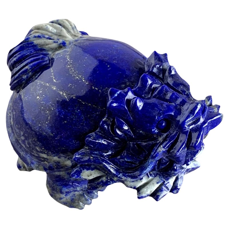 天然青金石雕刻龙龟摆件把玩