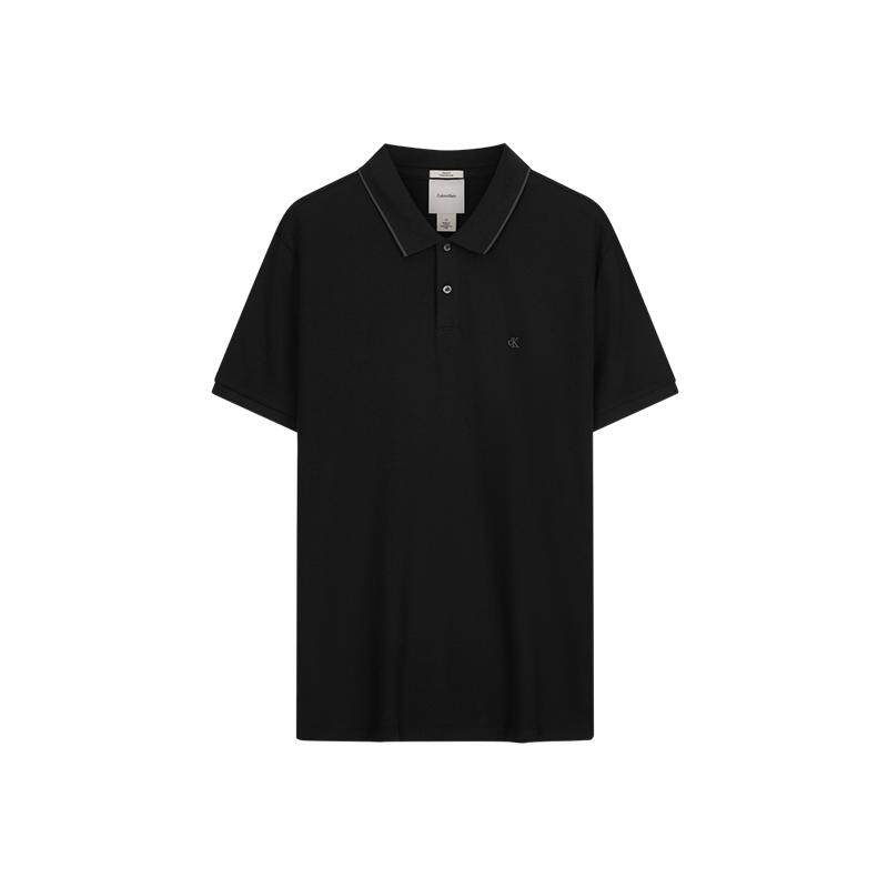 CK男士珠地棉镶边翻领短袖POLO
