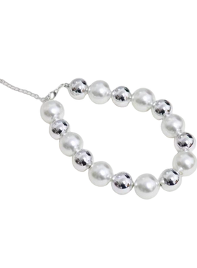 欧美高级夸张金属拼接大珍珠新款复古潮品百搭锁骨链气质大牌颈链