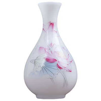 冰种玉瓷莲花供佛花瓶净水瓶摆件