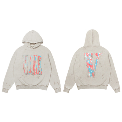 VLONE连帽卫衣男2025新款秋冬季美式高街泼墨刷漆大LOGO印花潮牌