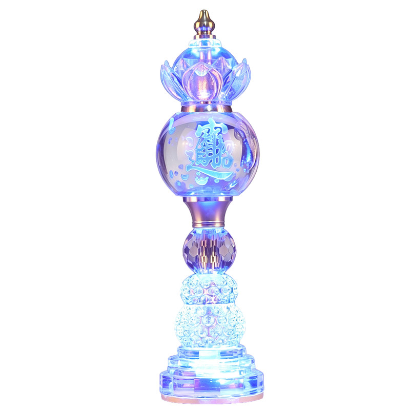 LED七彩玻璃莲花佛灯插电家用