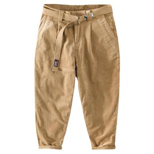 灯芯绒裤子男九分春秋宽松直筒垂感休闲裤潮流百搭日系复古条绒裤