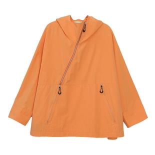 MOVEUP幻走2025春季新款.FUN系列纯棉连帽斜门襟设计短款外套女