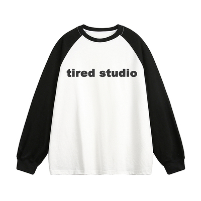 TIRED美式潮流长袖t恤男女初秋学院风打底衫圆领套头衫男休闲上衣