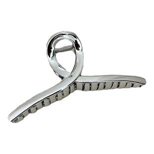 冷淡风银色发夹后脑勺发量多大号盘发抓夹高级感鲨鱼夹日韩发饰新