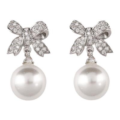 蝴蝶结珍珠款耳环耳坠耳夹无耳洞