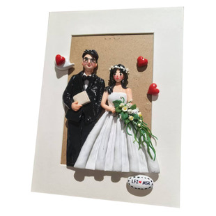 泥人真人粘土定制人偶相框冰箱贴手办相片订制人像结婚伴手礼物