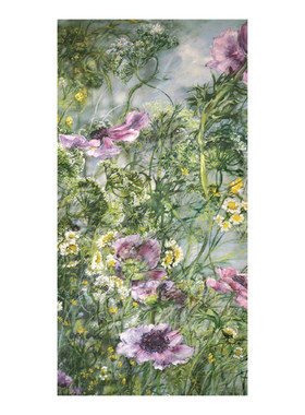 若奈手绘油画《悠游》花卉抽象