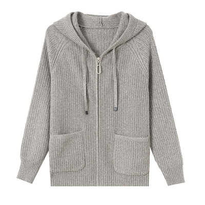 连帽针织开衫羊毛外套