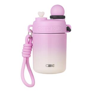 希乐保温杯女生高颜值水杯儿童吸管杯男学生上学专用外出便携杯子