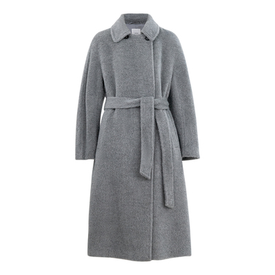 HONRN/红人系带羊驼毛羊毛呢大衣