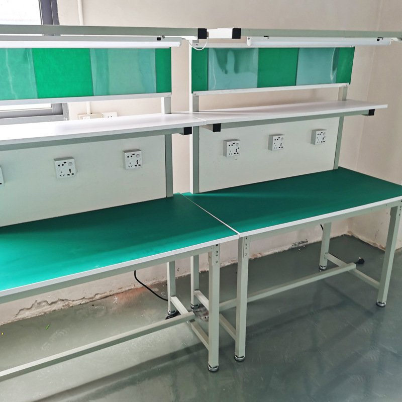 新款直销防静电工作台双层带灯无尘车间流水线组装维修桌子实验操