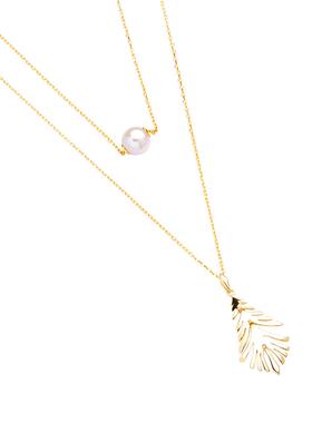 zivgrey纯银树叶珍珠双层项链