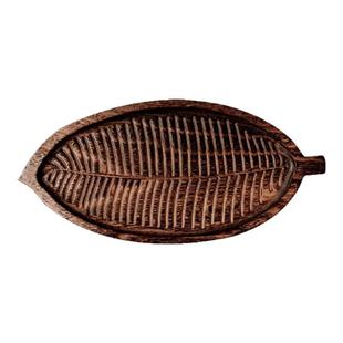 实木喝茶盘树叶形托盘木质小点心盘中式复古民宿创意茶叶状干果盘